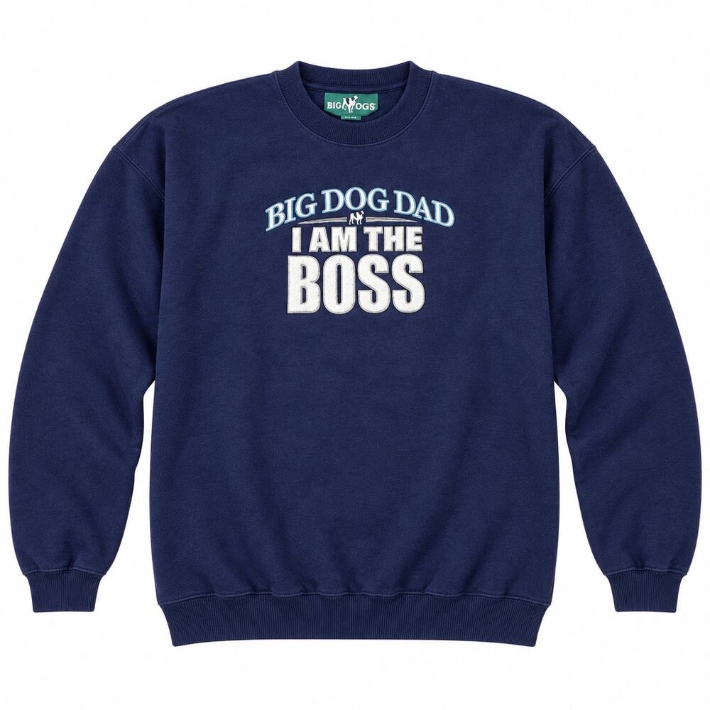 Vintage Big Dogs Dad I Am The Boss Blue Sweatshirt | Size XL